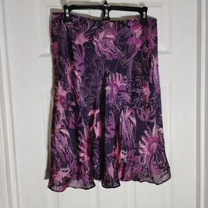 Silk Floral Lined Skirt Ann Taylor